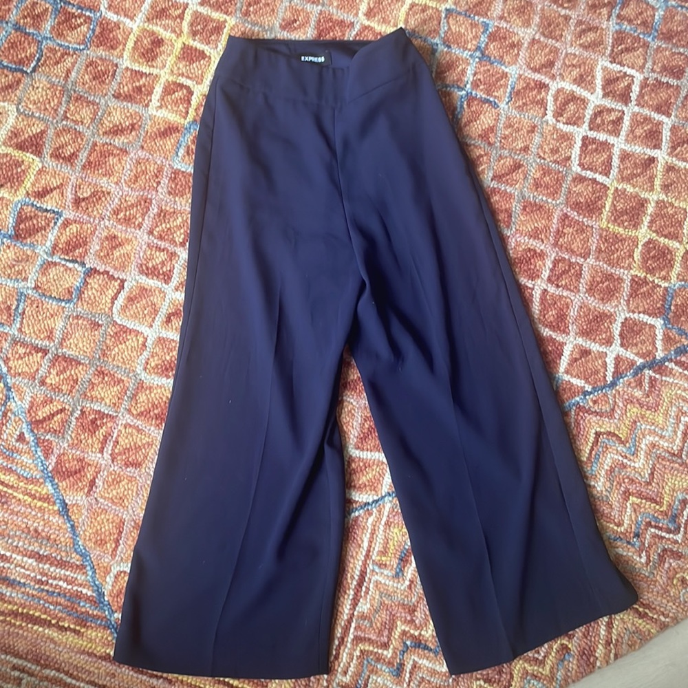 Express Cropped Culottes High Rise Navy Blue - Picture 2 of 4
